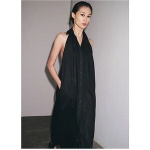 100% Linen Zara Halter Maxi Dress- like new!